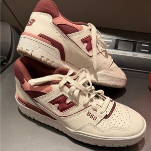 New Balance 550 Shoes in Cream and Red